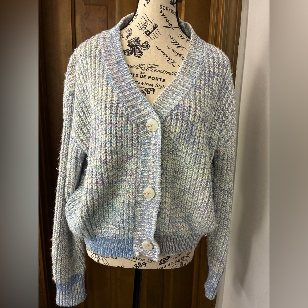 Women's Multicolor Chunky Knit Cardigan Sweater